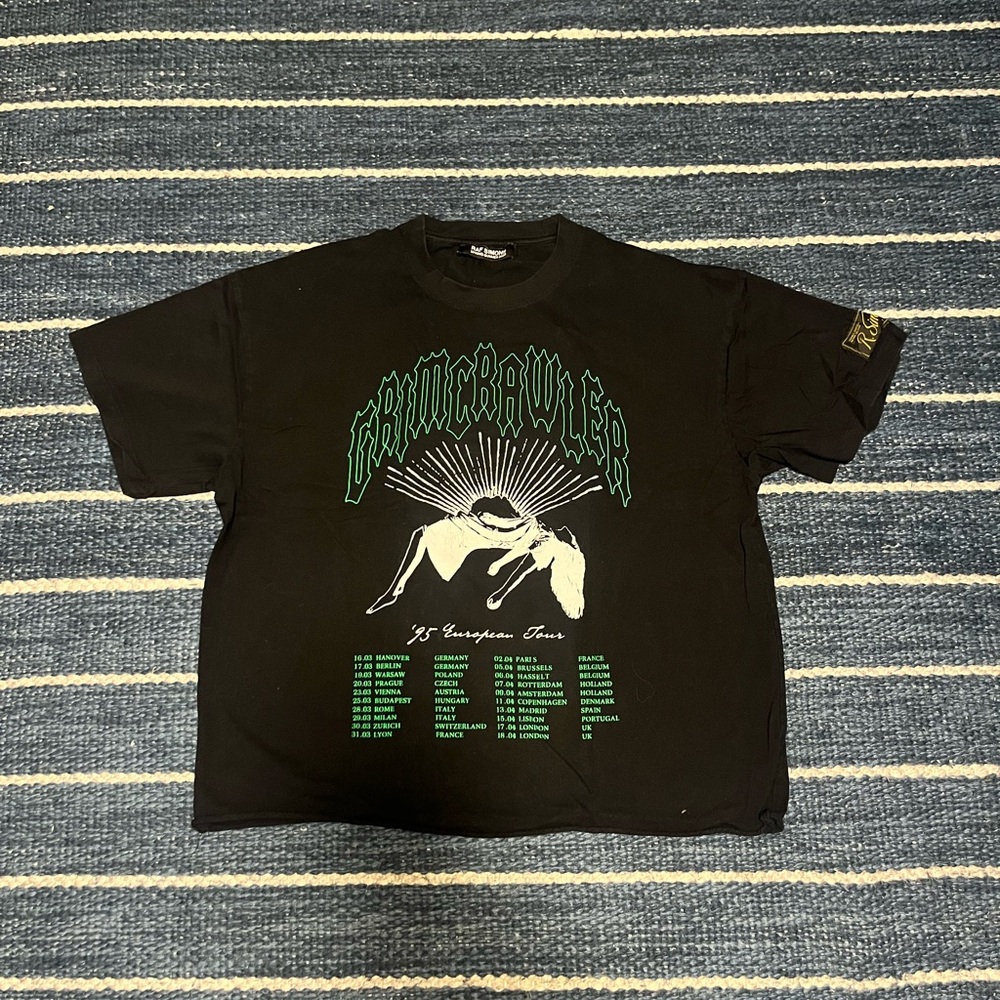 Raf Simons Black Tee with Green Graphic